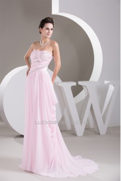 Chiffon Beading A-Line Soft Sweetheart Sleeveless Prom Evening Bridesmaid Dresses 02020500