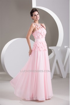 Chiffon Floor-Length Sheer Sleeveless Sheath/Column  Prom Evening Formal Dresses 02020503