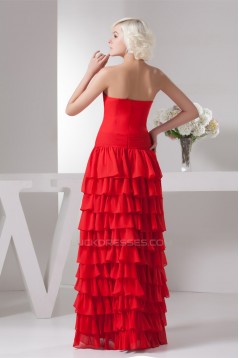 Sheath/Column Strapless Chiffon Long Red Prom Evening Formal Dresses 02020505