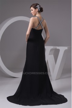 Chiffon Sweetheart Sleeveless Long Black Prom/Formal Evening Dresses 02020510