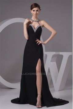 Chiffon Sweetheart Sleeveless Long Black Prom/Formal Evening Dresses 02020510