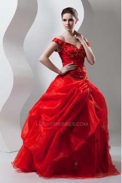 Floor-Length Ball Gown Off-the-Shoulder Organza Prom/Formal Evening Dresses 02020514