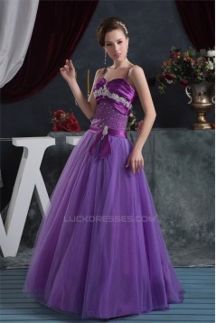 Ball Gown Purple Satin Lace Fine Netting Prom/Formal Evening Dresses 02020523