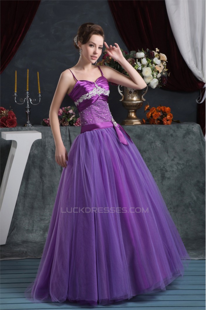 Ball Gown Purple Satin Lace Fine Netting Prom/Formal Evening Dresses 02020523