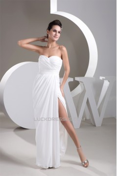 Sheath/Column Sweetheart Floor-Length Split Side Long White Prom/Formal Evening Dresses 02020525