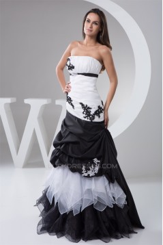 Ruffles Sleeveless A-Line Satin Taffeta Fine Netting Prom/Formal Evening Dresses 02020543