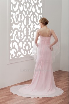 Ruffles Sleeveless Chiffon Long Pink Prom/Formal Evening Dresses 02020544