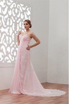 Ruffles Sleeveless Chiffon Long Pink Prom/Formal Evening Dresses 02020544