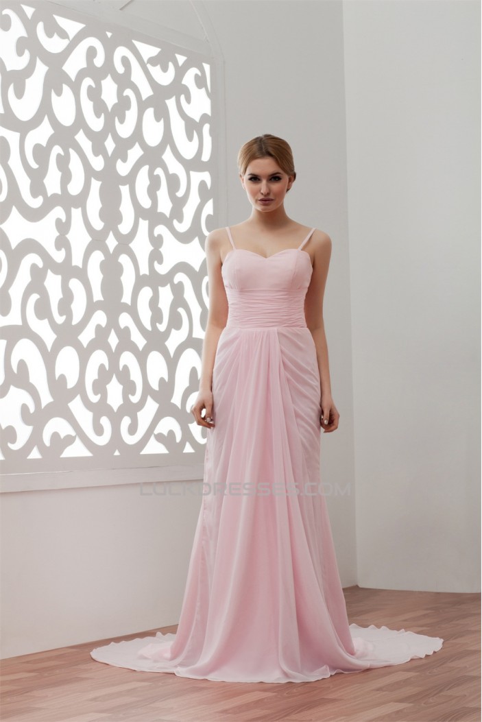 Ruffles Sleeveless Chiffon Long Pink Prom/Formal Evening Dresses 02020544