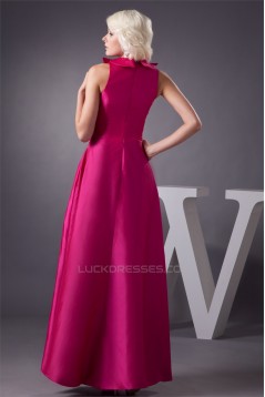 Satin Taffeta V-Neck Floor-Length Handmade Flowers Prom/Formal Evening Dresses 02020553