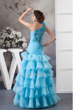 Satin Tiered Princess One-Shoulder Sleeveless Prom/Formal Evening Dresses 02020554
