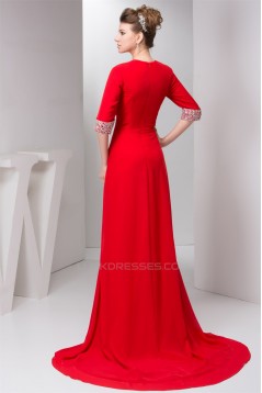 Sheath/Column Half Elbow Length V-Neck Prom/Formal Evening Dresses 02020559