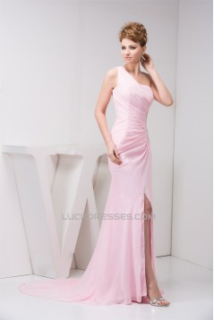 Sleeveless Brush Sweep Train One-Shoulder Evening Party Mother of the Bride Dresses 02020575