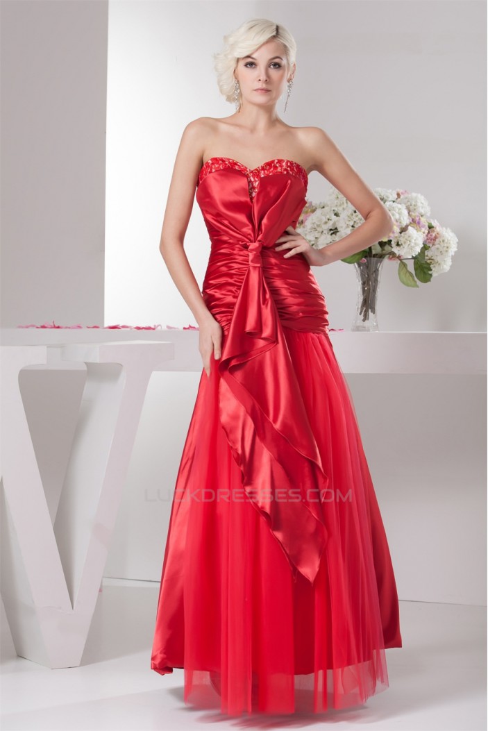 Sleeveless Ruffles A-Line Sweetheart Lace Fine Netting Prom/Formal Evening Dresses 02020588