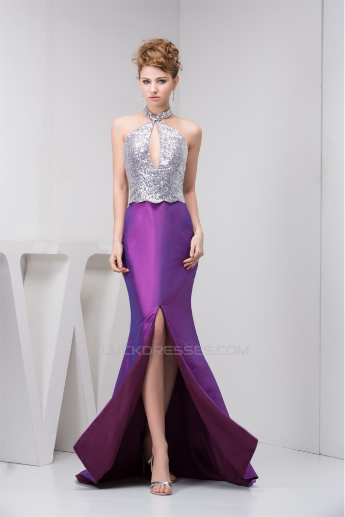 Split Front Taffeta Sleeveless Halter Mermaid/Trumpet Mother of the Bride Dresses 02020593