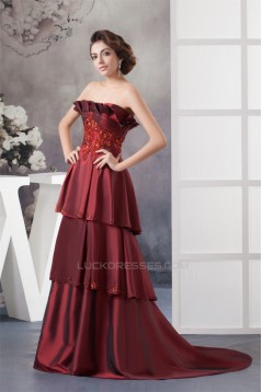 Taffeta Sleeveless Brush Sweep Train Scalloped Prom/Formal Evening Dresses 02020601