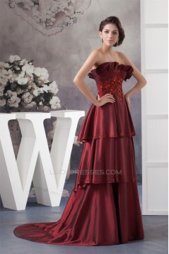 Taffeta Sleeveless Brush Sweep Train Scalloped Prom/Formal Evening Dresses 02020601