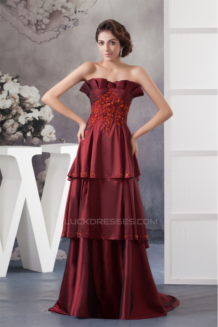 Taffeta Sleeveless Brush Sweep Train Scalloped Prom/Formal Evening Dresses 02020601