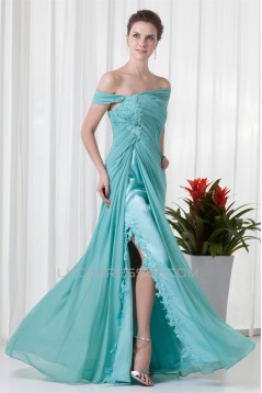 A-Line Beading Chiffon Floor-Length Off-the-Shoulder Prom/Formal Evening Dresses 02020608