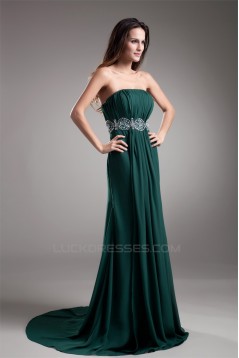 A-Line Beading Strapless Brush Sweep Train Prom/Formal Evening Dresses 02020611