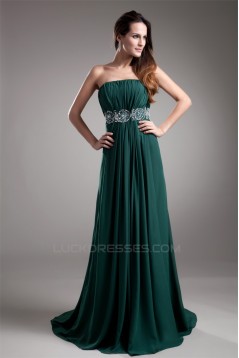 A-Line Beading Strapless Brush Sweep Train Prom/Formal Evening Dresses 02020611