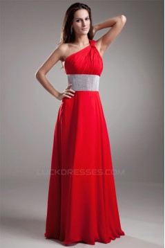 A-Line Floor-Length One-Shoulder Sleeveless Long Red Prom/Formal Evening Dresses 02020619