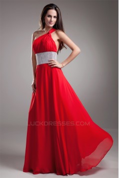 A-Line Floor-Length One-Shoulder Sleeveless Long Red Prom/Formal Evening Dresses 02020619
