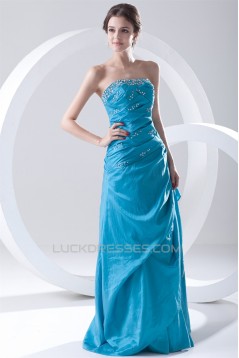 A-Line Floor-Length Pleats Sleeveless Strapless Prom/Formal Evening Dresses 02020620