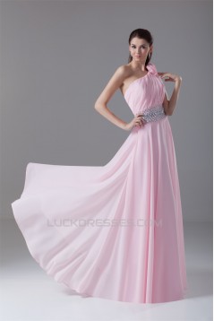A-Line One-Shoulder Pleats Chiffon Prom/Formal Evening Dresses 02020626