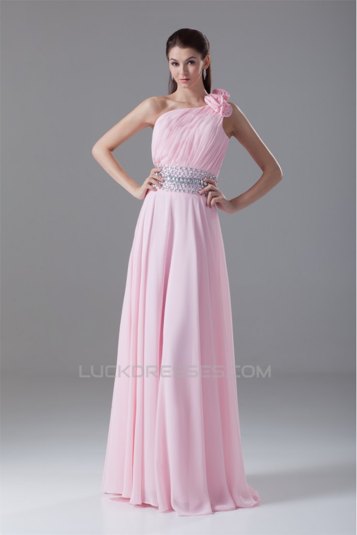 A-Line One-Shoulder Pleats Chiffon Prom/Formal Evening Dresses 02020626
