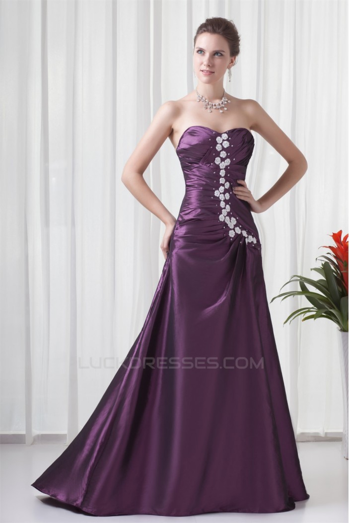 A-Line Sleeveless Sweetheart Taffeta Floor-Length Prom/Formal Evening Dresses 02020631