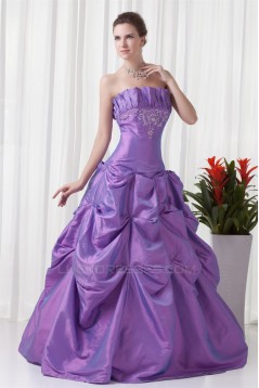 A-Line Sleeveless Taffeta Floor-Length Strapless Prom/Formal Evening Dresses 02020632