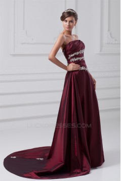 A-Line Strapless Sleeveless Sequins Taffeta Prom/Formal Evening Dresses 02020635