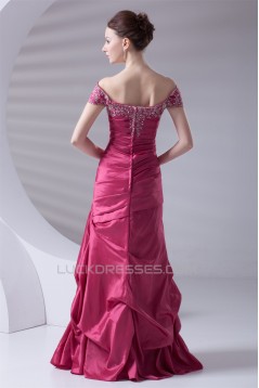 A-Line Taffeta Capped Sleeves Floor-Length Prom/Formal Evening Dresses 02020638
