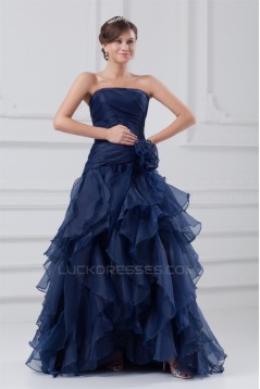 Asymmetrical A-Line Satin Organza Strapless Prom/Formal Evening Dresses 02020645