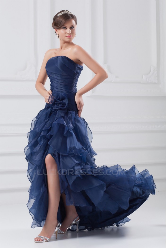 Asymmetrical A-Line Satin Organza Strapless Prom/Formal Evening Dresses 02020645