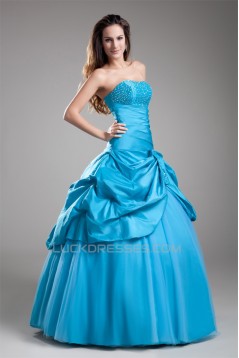 Ball Gown Beading Taffeta Fine Netting Floor-Length Prom/Formal Evening Dresses 02020648