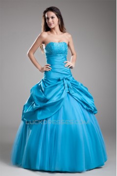 Ball Gown Beading Taffeta Fine Netting Floor-Length Prom/Formal Evening Dresses 02020648