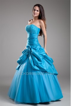 Ball Gown Beading Taffeta Fine Netting Floor-Length Prom/Formal Evening Dresses 02020648