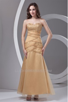 Beading Ankle-Length Satin Netting Sleeveless Prom/Formal Evening Dresses 02020655