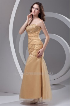 Beading Ankle-Length Satin Netting Sleeveless Prom/Formal Evening Dresses 02020655