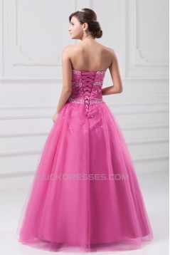 Beading Sweetheart Satin Net Ball Gown Floor-Length Prom/Formal Evening Dresses 02020685