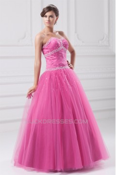 Beading Sweetheart Satin Net Ball Gown Floor-Length Prom/Formal Evening Dresses 02020685