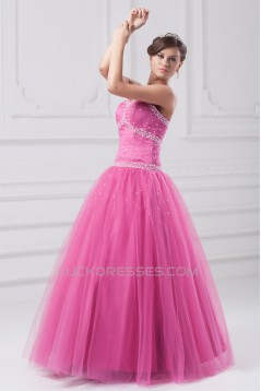 Beading Sweetheart Satin Net Ball Gown Floor-Length Prom/Formal Evening Dresses 02020685