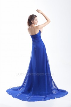 Brush Sweep Train Chiffon Long Blue Prom/Formal Evening Dresses 02020688