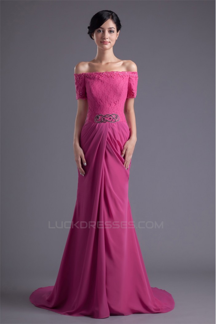 Chiffon Lace Brush Sweep Train Prom/Formal Evening Dresses 02020708