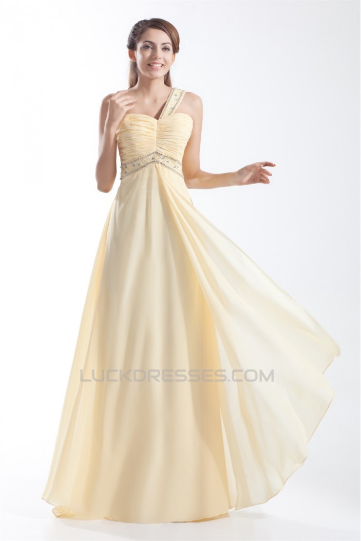 Chiffon Silk like Satin Floor-Length One-Shoulder Prom/Formal Evening Dresses 02020711