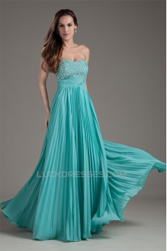 A-Line Beaded Pleated Chiffon Floor-Length Prom/Formal Evening Dresses 02020712