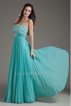 A-Line Beaded Pleated Chiffon Floor-Length Prom/Formal Evening Dresses 02020712