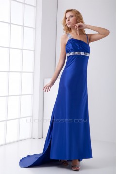 Elastic Woven Satin Beading Asymmetrical Prom/Formal Evening Dresses 02020718